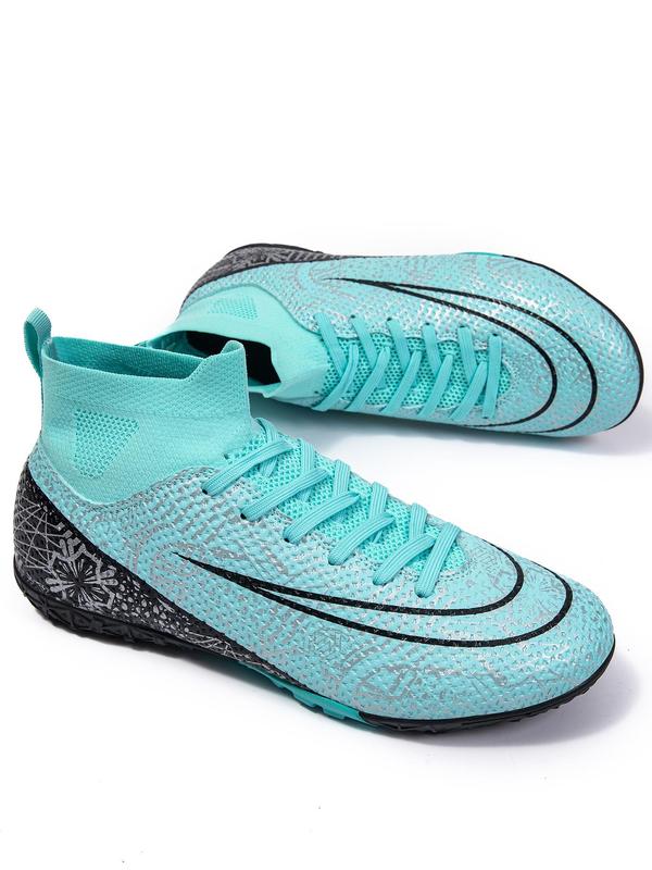 Men's All Over Print Lace Up Soccer Shoes, Breathable Comfortable Football Shoes, Professional Football Cleats for Outdoor Training & Competition