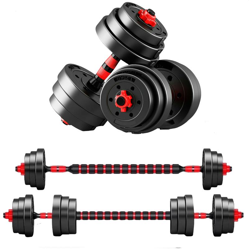 Adjustable Dumbbells Barbells, 40lbs 20kg Free Weight Set with Connector, 2 in 1 Non-slip Dumbbells and Barbell for Fitness Equipment