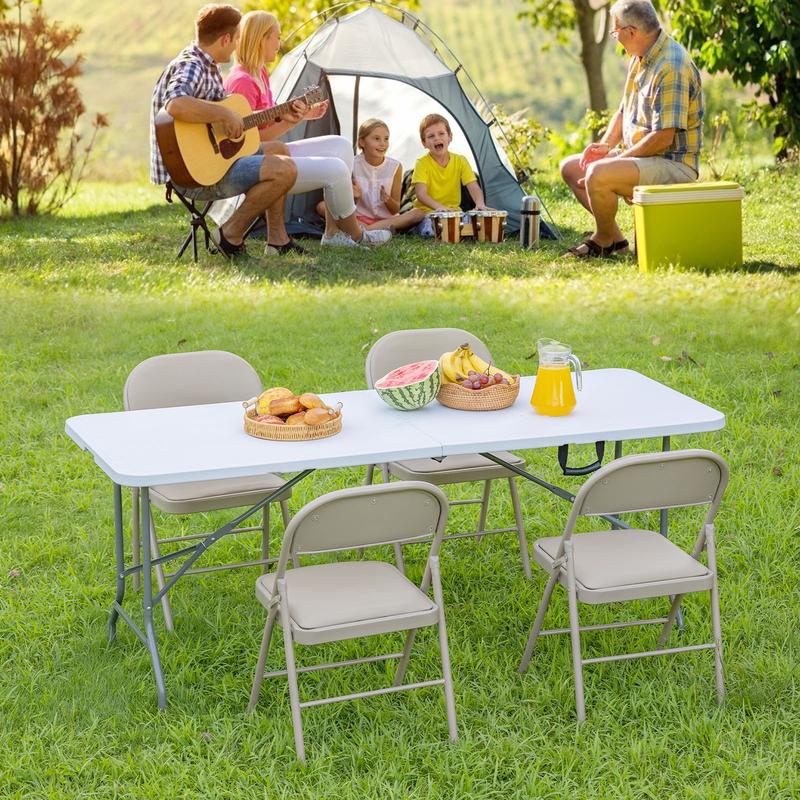 Sweet Furniture Folding Table Outdoor Indoor Heavy Duty Portable Table with Carrying Handle for Camping Picnic Party