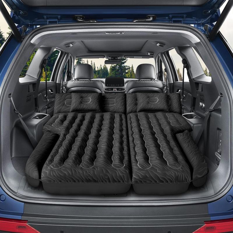 Inflatable SUV Air Mattress Bed Car Mattress for SUV, Double-Sided Flocking Travel Camping Bed Car Air Mattress, Car Sleeping Mattress Bed for Universal SUV with Car Air Pump 2 Pillows airmattress bed