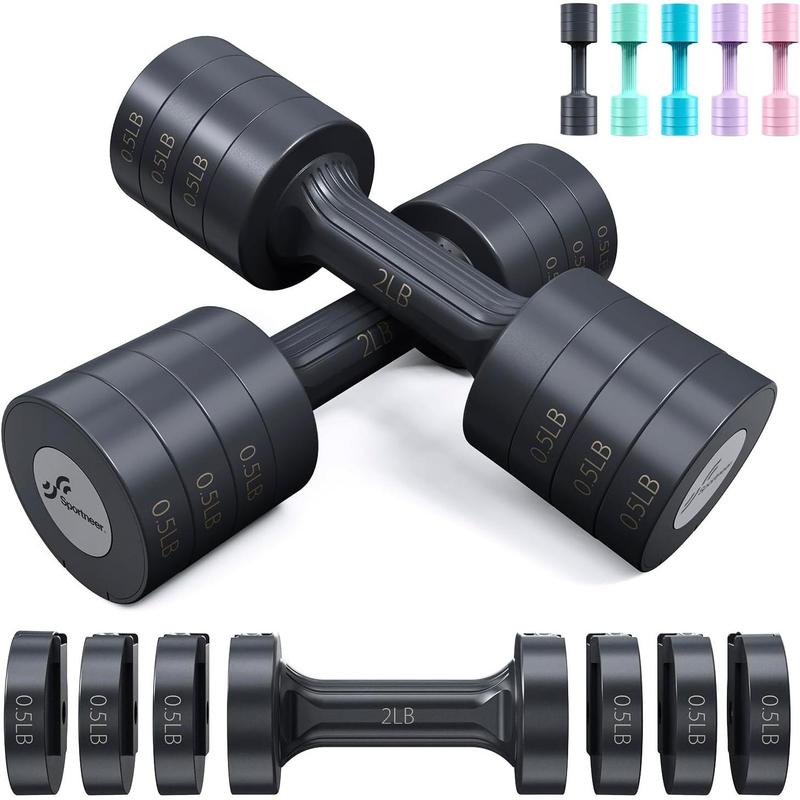 Adjustable Dumbbells Hand Weights Set: Sport 5 lb Dumbbells Set of 2 Each 2lb 3lb 4lb 5lb Free Weights Fast Adjust Weight 4 In 1 Weights Dumbbells Set for Women Men Home Gym Exercise Training