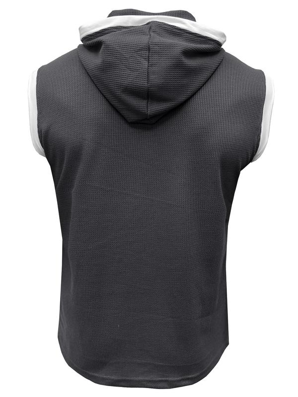 Men's Colorblock Drawstring Hooded Tank Top, Casual Sleeveless Button Front Top for Summer, Fashion Men's Loose Clothes for Gym Workout