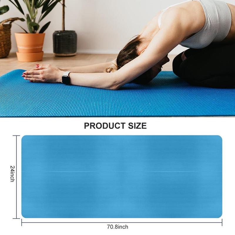 Extra-Thick 10mm Yoga Mat – Non-Slip, Anti-Tear Pilates and Fitness Mat with Carrying Straps – 72 x 24 x 0.4 Inch – Available in Blue and Pink