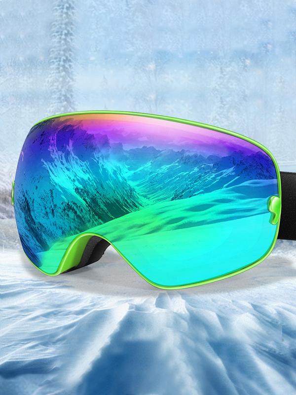 Unisex Sporty Flat Top Frame Ski Goggles, Uv Protection Anti-fog Skiing Goggles with Replaceable Lens, Fashionable Skiing Accessories for Outdoor Sports