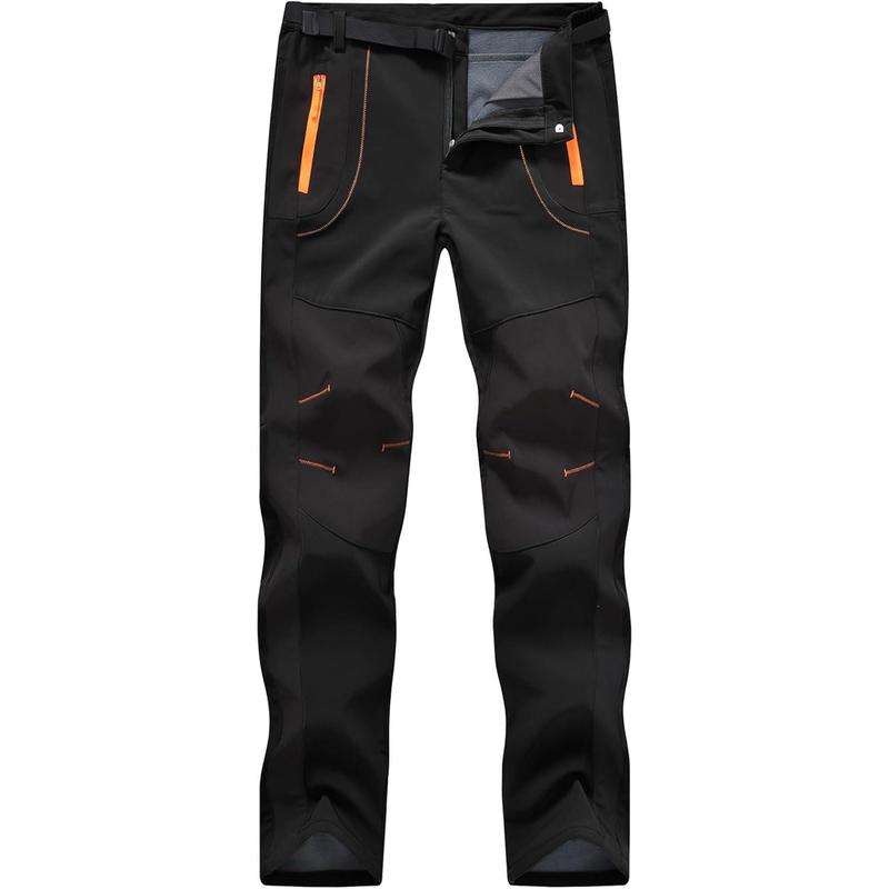 Men's Snow Ski Pants Waterproof Insulated Winter Outdoor Snowboard Hiking Fleece Pants with Belt