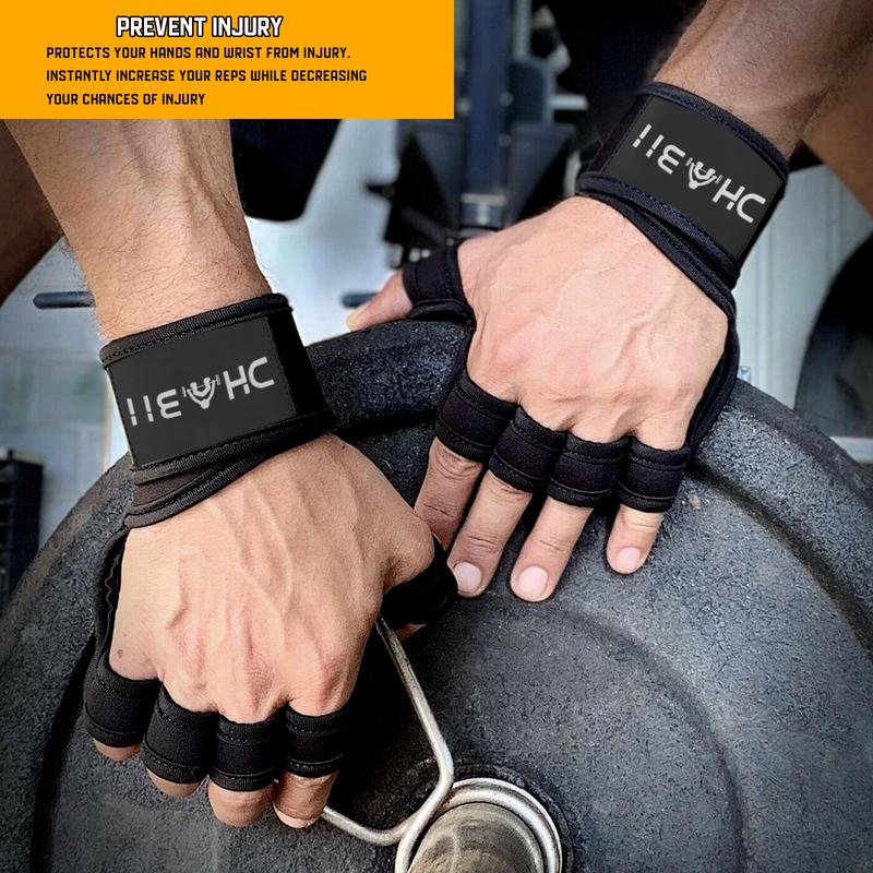 Dhabii Super Grip Weight Lifting Workout Gloves -with Built-in Wrist Wraps  Great for Gym Fitness, Cross Training, Hand Support & Weightlifting