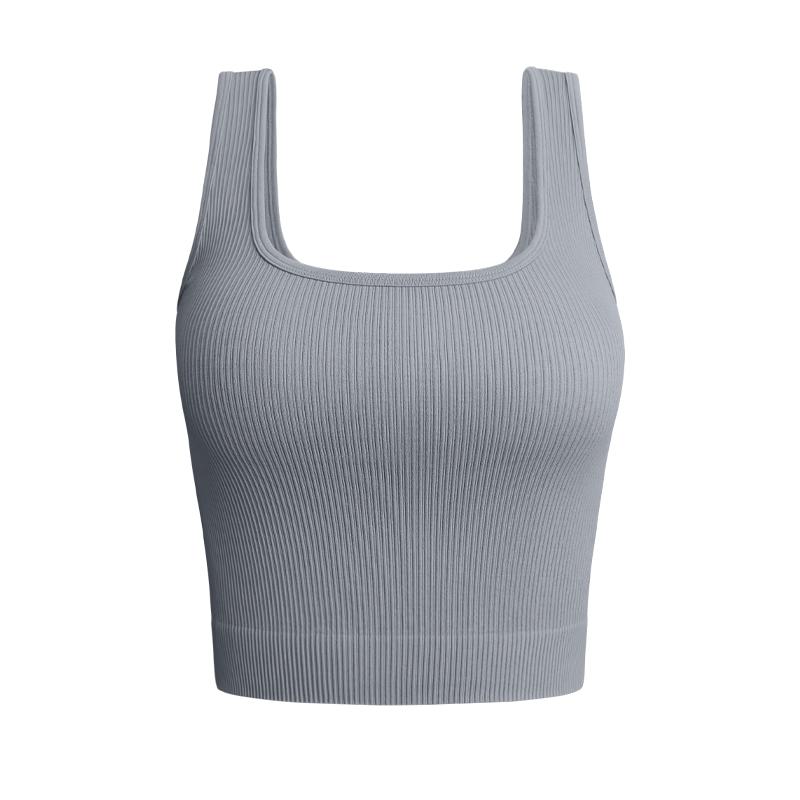 OQQ Women's 1 Piece Tank Top Ribbed Seamless Workout Exercise Shirt Yoga Crop Top