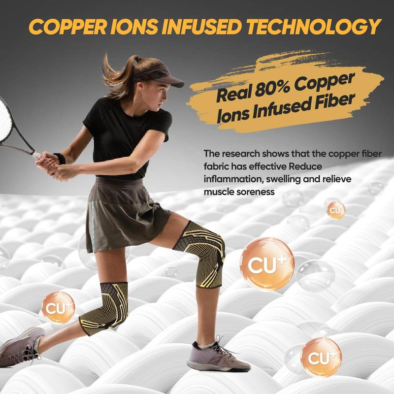 Professional Copper Sports Knee Pads, 2 Counts High Elasticity Knee Brace, Knee Covers for Men & Women, Protective Gear for Fitness Running Football