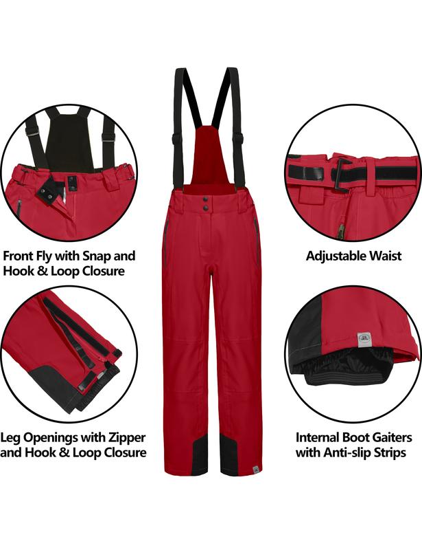 Little Donkey Andy Women's Waterproof Windproof Ski Detachable Bib Pants