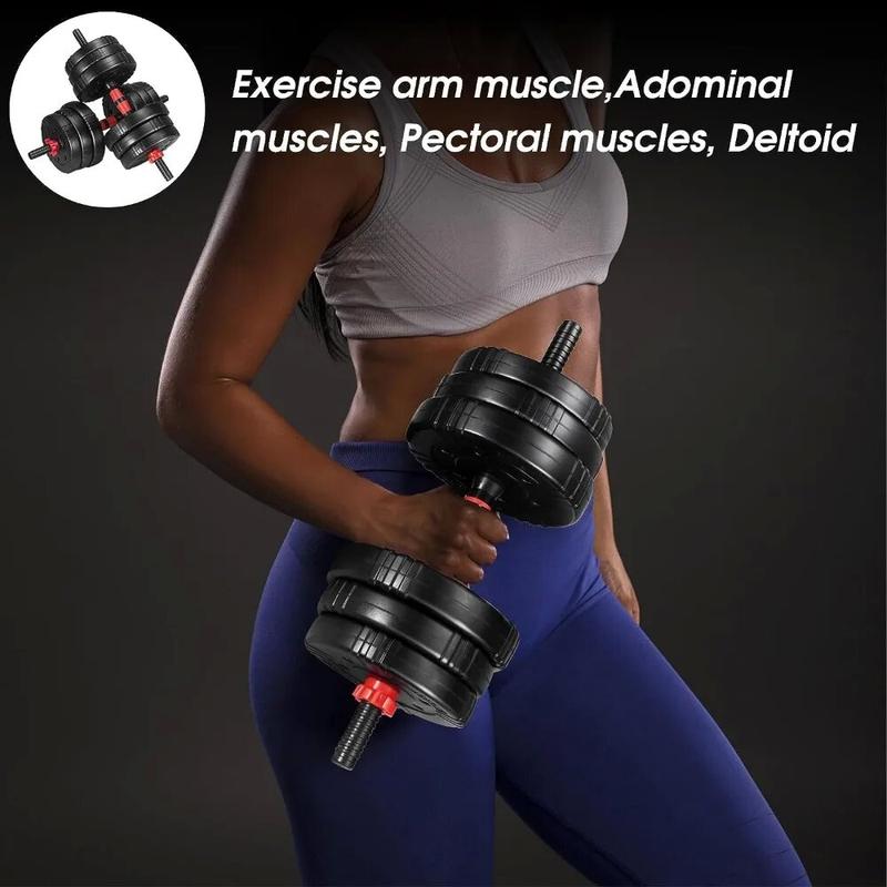 Adjustable Dumbbells Barbells, 40lbs 20kg Free Weight Set with Connector, 2 in 1 Non-slip Dumbbells and Barbell for Fitness Equipment