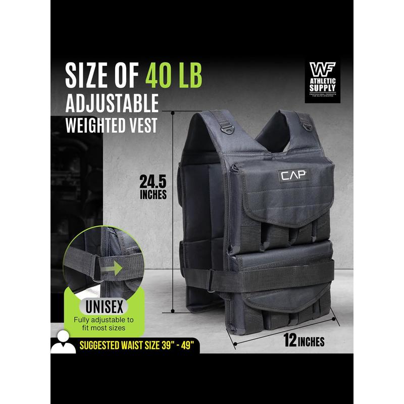 40 LB Adjustable Weighted Vest for Strength Training, Workout and Running, Body Weight Vest for Men and Women, Weighted Jacket, Removable Weight Included, Regular Length