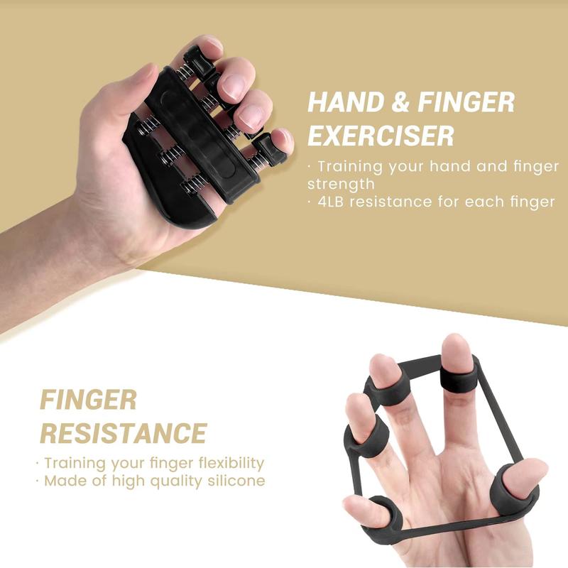 Grip Strength Trainer Kit (5 Pack), Forearm Strengthener, Hand Squeezer Adjustable Resistance, Finger Stretcher, Grip Ring, Relief Ball and Finger Exerciser for Men and Women, Injury Recovery