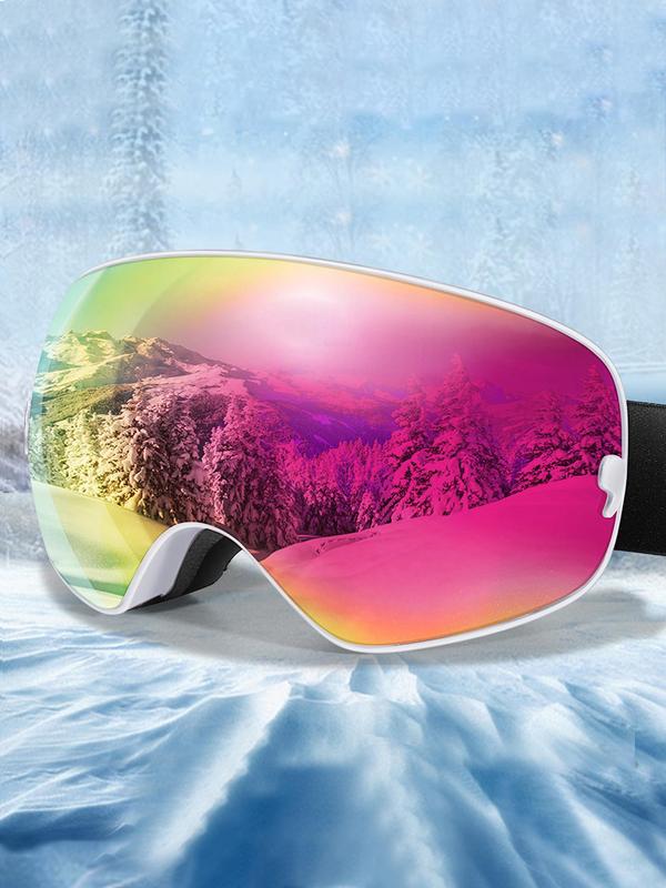 Unisex Sporty Flat Top Frame Ski Goggles, Uv Protection Anti-fog Skiing Goggles with Replaceable Lens, Fashionable Skiing Accessories for Outdoor Sports