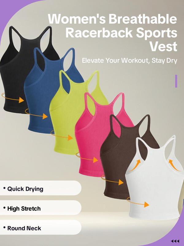 Women's Racerback Sports Vest, Breathable Comfy Athletic Cami Top, Running Vest, Back To School Outfits, Sports Tops for Women, Gym Clothing, Ladies Sportswear for Tennis Pickleball Yoga Gym Workout, Black Girl Outfits Pink