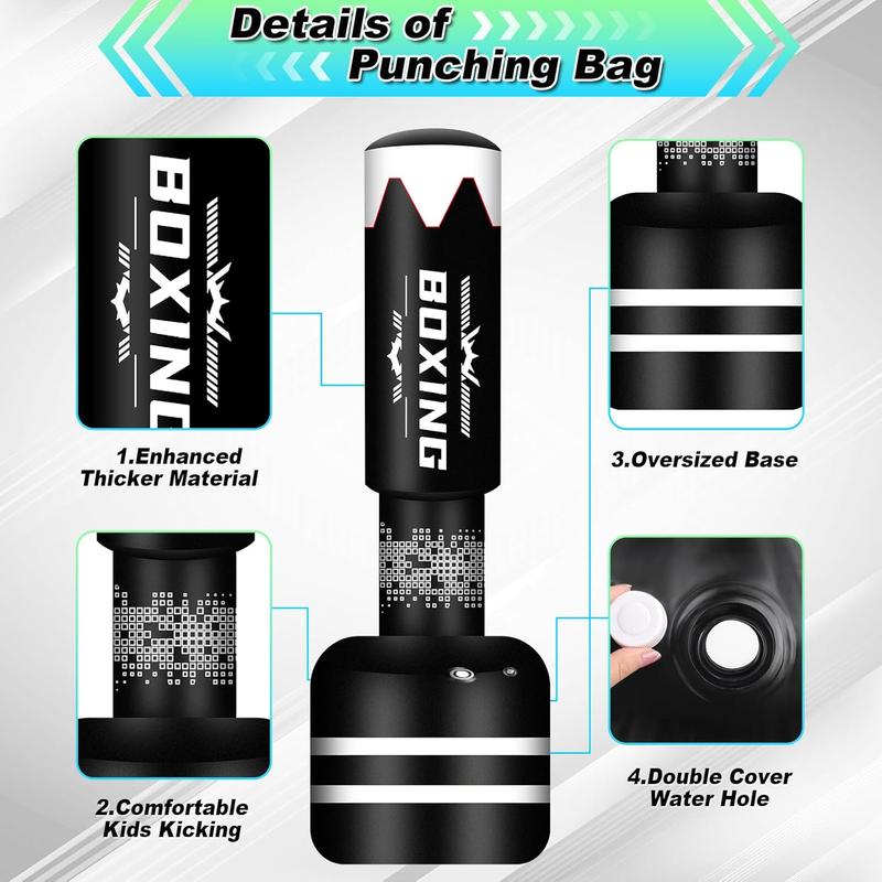 71'' Standing Punching Bag for Adults, Heavy Bag Boxing Bag with Stand Upgrated Raise Base Kicking Bag Muay Thai Bag for Training MMA Taekwondo Fitness YOO52H0425QJSD17