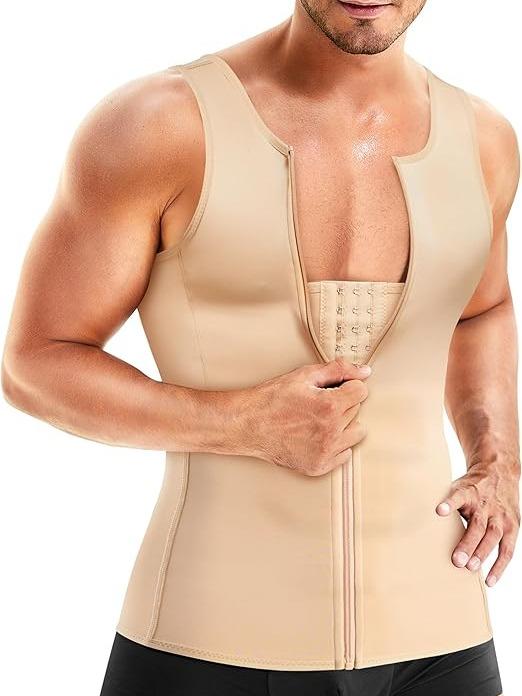 Nebility  Men's Zipper Fitness Girdle Vest Shapewear Tank Top