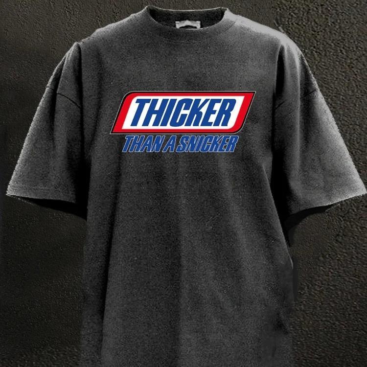 THICKER THAN A SNICKER GYM SHIRT for Him, Motivated Gym T-shirt, Fitness gift for Workout Enthusiasts, Weightlifters, Bodybuilding Shirt, Pump Cover Gym Tee for Men Women 17F