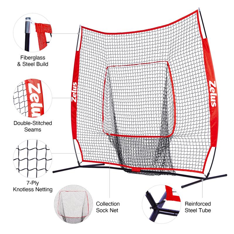 7×7 Baseball Net with Tee Kit, Portable Baseball Net for Hitting and Pitching, Softball Net with Tee, Carry Bag & Weighted Baseball new bat