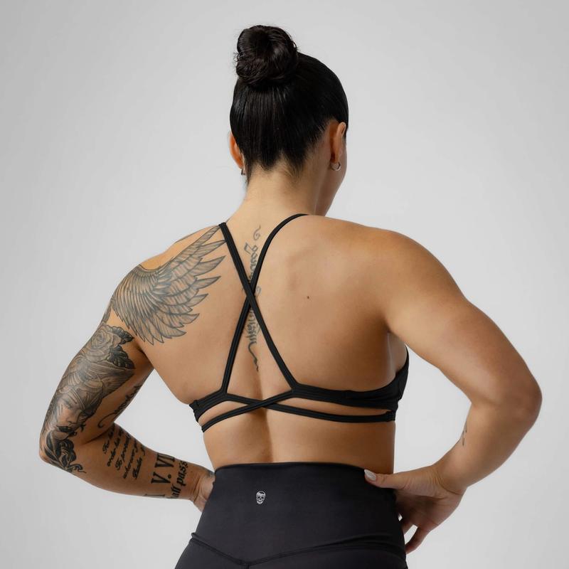 Women's Basic Black Sports Bra for Low to Medium Support - Strategy Bra