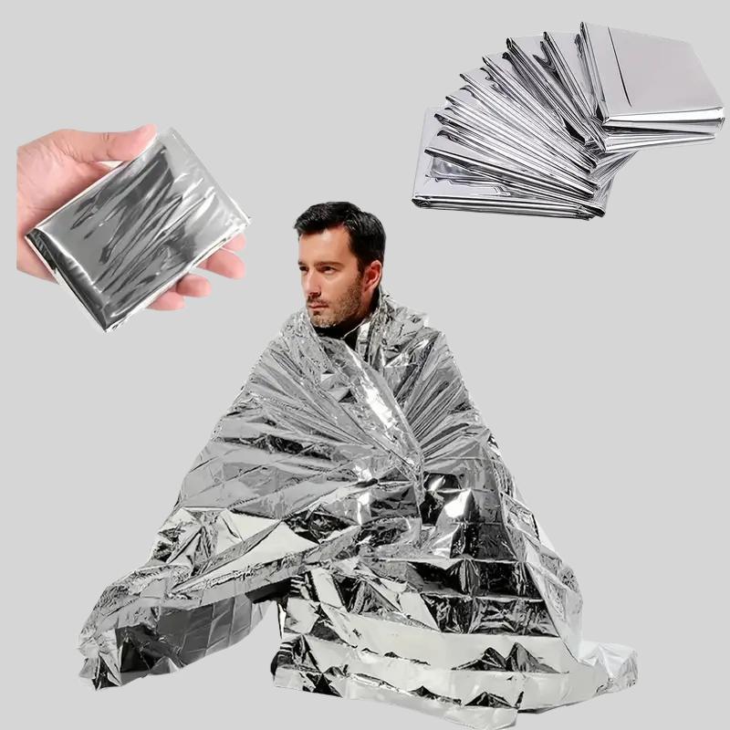 Emergency Mylar Thermal Blanket, 5 Counts Compact Waterproof Natural Disasters Emergency Blankets, Multipurpose Retain Body Heat Emergency Kit for Outdoor, Emergency Kit for School,  School Emergency Kit