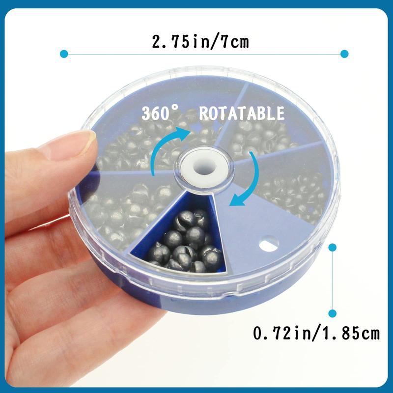 Fishing Weights Sinkers (205pcs Box), 5 Sizes Removable Split Shot Sinker Kit, Sinkers Weights Fishing Tackle, Christmas Gift