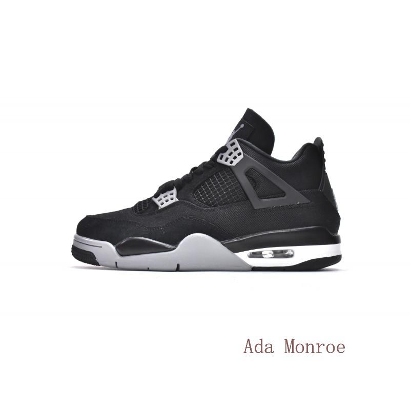 Jordan 4 popular Retro Black Canvas fashionable and trendy anti slip, wear-resistant, and shock-absorbing versatile basketball shoes