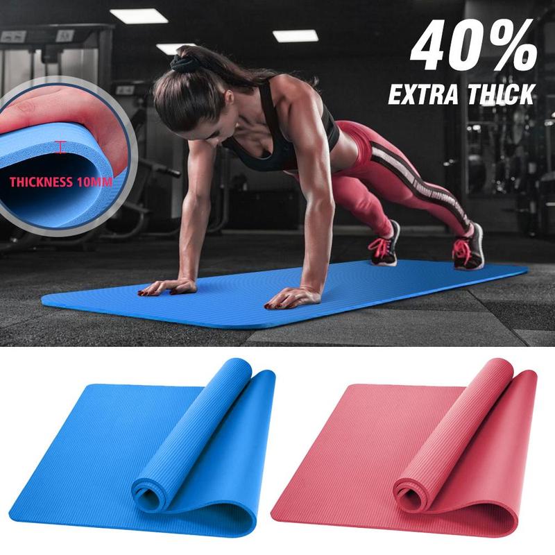 Extra-Thick 10mm Yoga Mat – Non-Slip, Anti-Tear Pilates and Fitness Mat with Carrying Straps – 72 x 24 x 0.4 Inch – Available in Blue and Pink