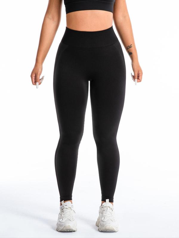 Plus Size Solid High Waist Sports Tummy Control Leggings, Tight-fitting Comfy Breathable Seamless Skinny Pants for Yoga Gym Workout, Women's Sport & Outdoor Clothing for All Seasons, Leggings for Women