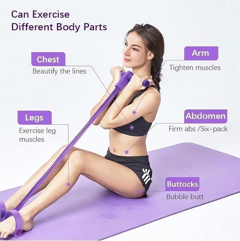 4-Tube Pedal Resistance Band Elastic Yoga Pedal Puller Yoga Tension Pull Rope Stretching Workout Fitness Bands for Arm Weights Exercise Equipment