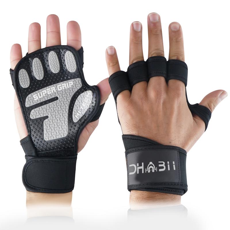 Dhabii Super Grip Weight Lifting Workout Gloves -with Built-in Wrist Wraps  Great for Gym Fitness, Cross Training, Hand Support & Weightlifting