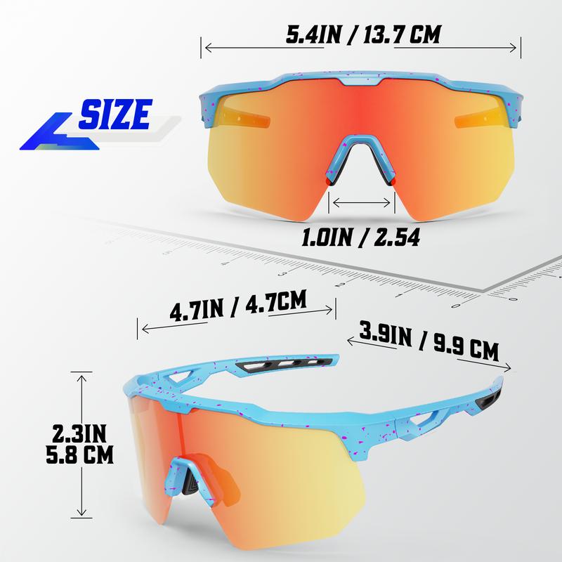 HAAYOTMultifunction Sport Polarized Sunglasses - Unisex TR90 Frame - 100% UV Protection - Silicone Nose Pads - Medium to Large Fit!