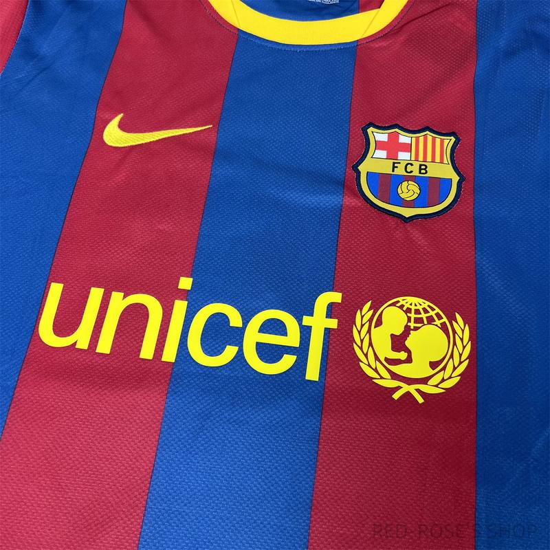 NIKE 10-11 Season Barcelona Home Short Sleeve Soccer Jersey Iniesta Messi Short Sleeve Vintage Barcelona Jersey