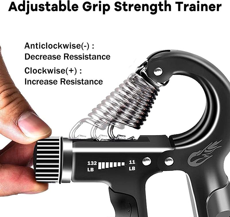 Grip Strength Trainer Kit (5 Pack), Forearm Strengthener, Hand Squeezer Adjustable Resistance, Finger Stretcher, Grip Ring, Relief Ball and Finger Exerciser for Men and Women, Injury Recovery