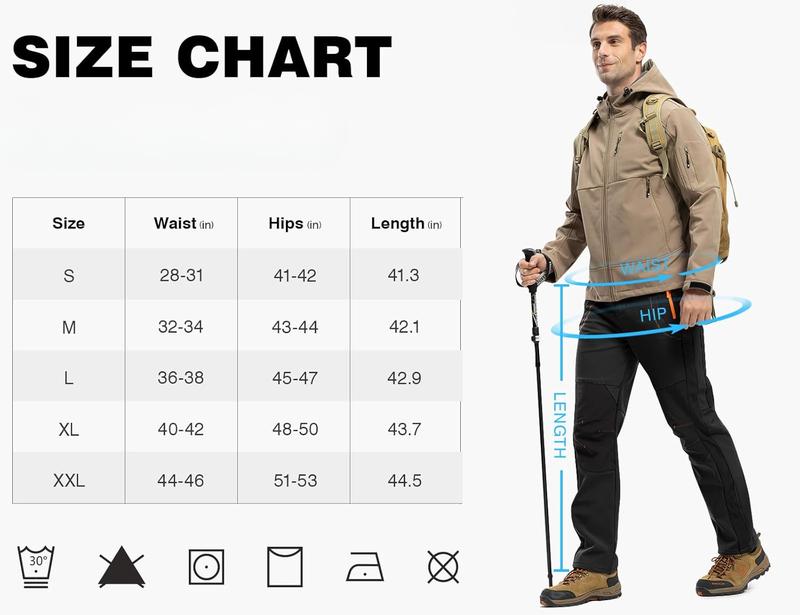 Men's Snow Ski Pants Waterproof Insulated Winter Outdoor Snowboard Hiking Fleece Pants with Belt