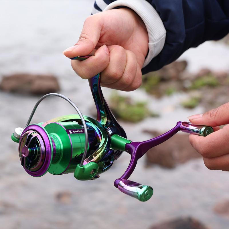 Double Handle Spinning Reel, Professional Left Right Changeable Inter-changable Aluminum Spool Reel for Outdoor Fishing, Fishing Equipment, Christmas Gift