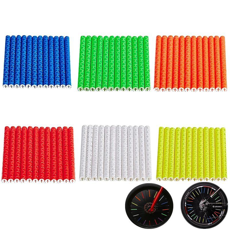 Bicycle Spoke Reflector, 12pcs set Colorful Bicycle Spoke Reflector, Night Riding Warning Strip, Cycling Accessories for Road Mountain Bike