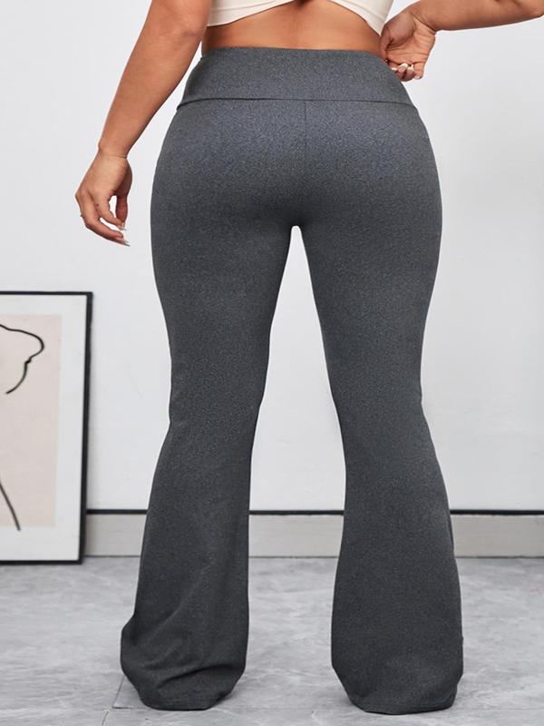  Solid High Waist Flare Leg Sports Leggings, Fall Clothes, Fall Sporty Comfy Breathable Bell Bottom Tummy Control Trousers for Yoga Gym Workout Running, Women's Sport & Outdoor Clothing Flared Leggings Fall Outfits 2024