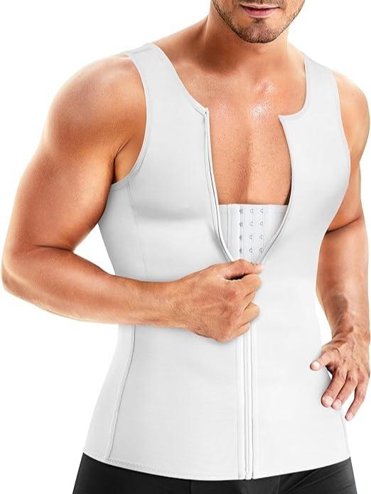 Nebility  Men's Zipper Fitness Girdle Vest Shapewear Tank Top