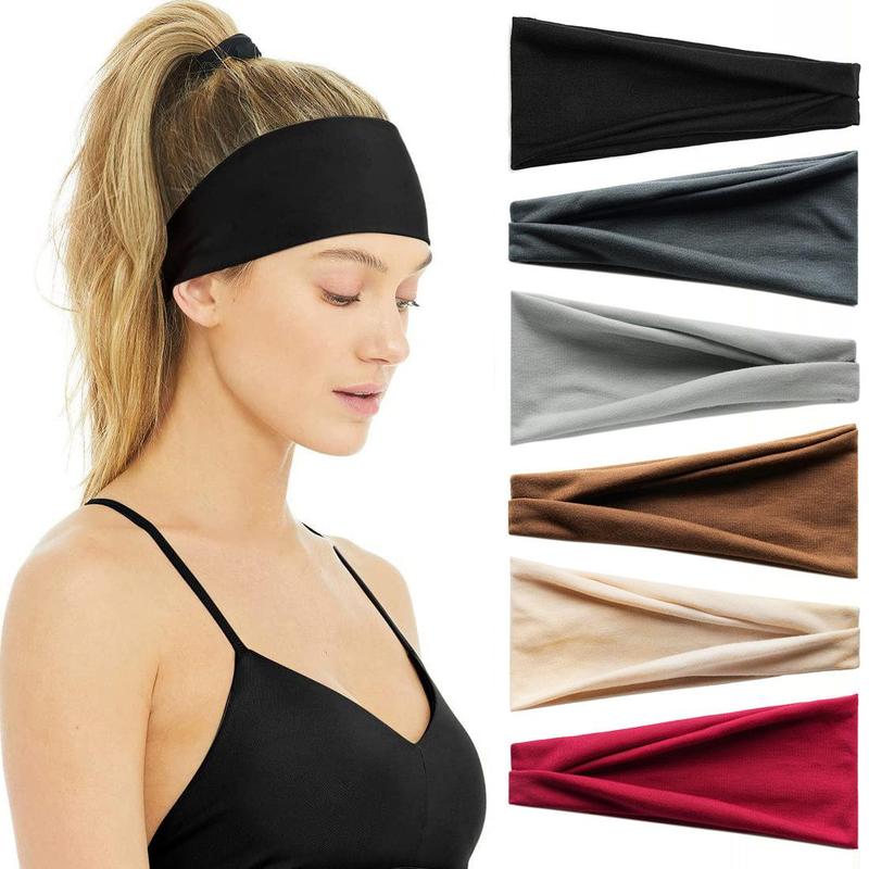 3pcs Solid Color Sports Headband, Sweat Absorbing Elastic Hair Band for Running Yoga Exercise Fitness, Gym Accessories