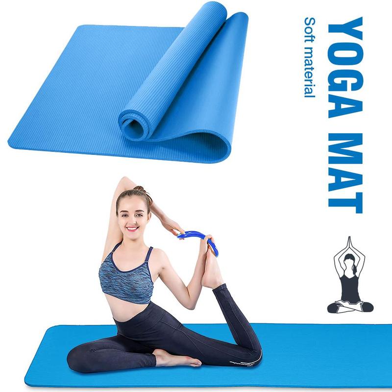 Extra-Thick 10mm Yoga Mat – Non-Slip, Anti-Tear Pilates and Fitness Mat with Carrying Straps – 72 x 24 x 0.4 Inch – Available in Blue and Pink