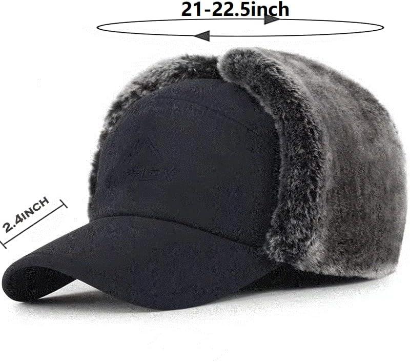 Men's Winter Trapper Hat with Ear Flaps Aviator Style Windproof Thermal Faux Fur Warm Hunting Skiing Cycling Cold Weather Hat with Face Mask