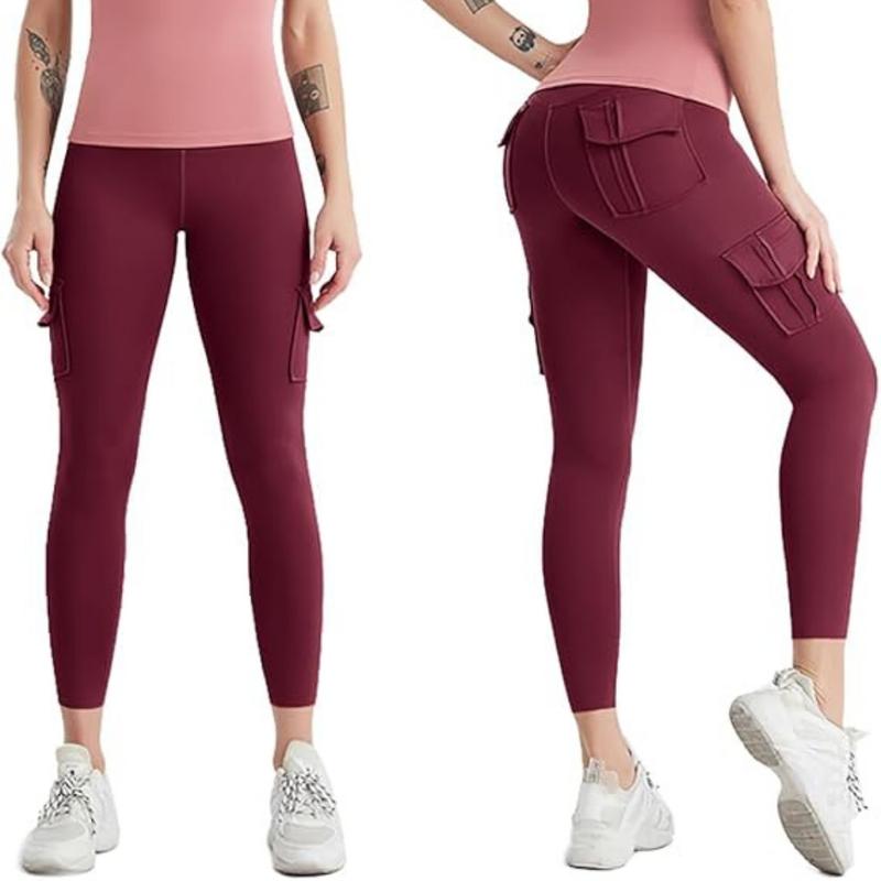 Goddess Gear Women's High Waisted Yoga Leggings with 4 Pockets for Sport and Gym Women's Summers Cargo Yoga Leggings High Waisted Tummy Control Stretch Workout Pants With Butt Lifting Effect