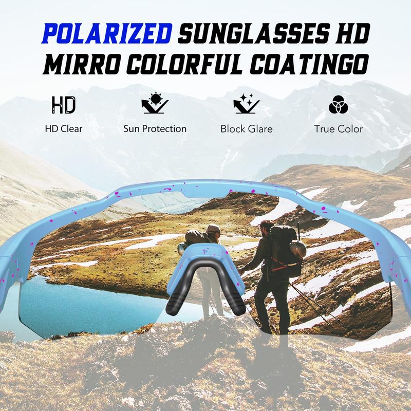 HAAYOTMultifunction Sport Polarized Sunglasses - Unisex TR90 Frame - 100% UV Protection - Silicone Nose Pads - Medium to Large Fit!