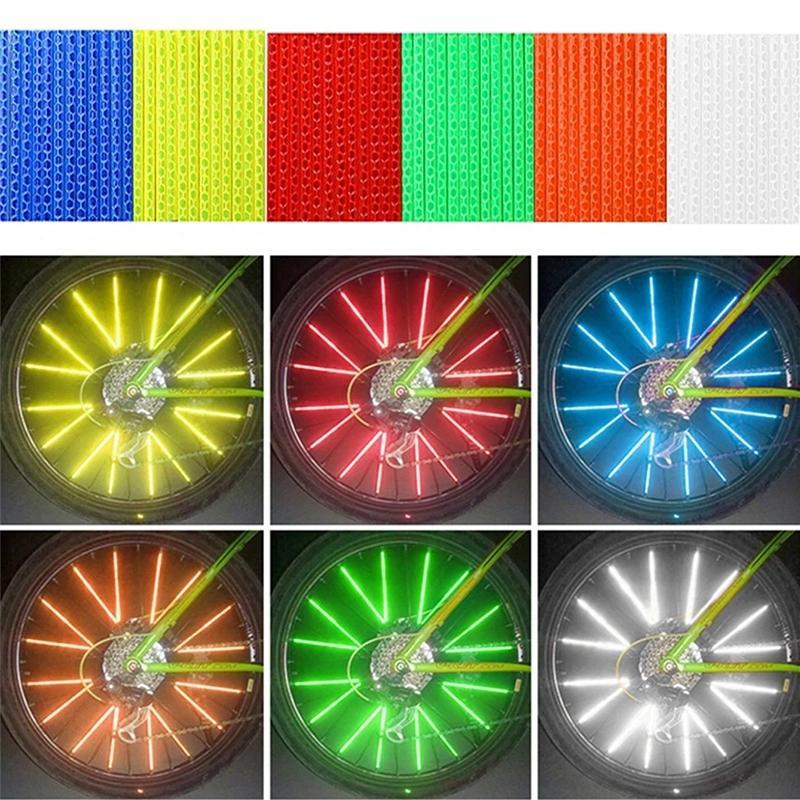 Bicycle Spoke Reflector, 12pcs set Colorful Bicycle Spoke Reflector, Night Riding Warning Strip, Cycling Accessories for Road Mountain Bike