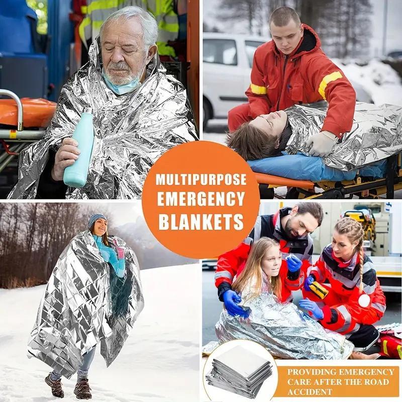 Emergency Mylar Thermal Blanket, 5 Counts Compact Waterproof Natural Disasters Emergency Blankets, Multipurpose Retain Body Heat Emergency Kit for Outdoor, Emergency Kit for School,  School Emergency Kit