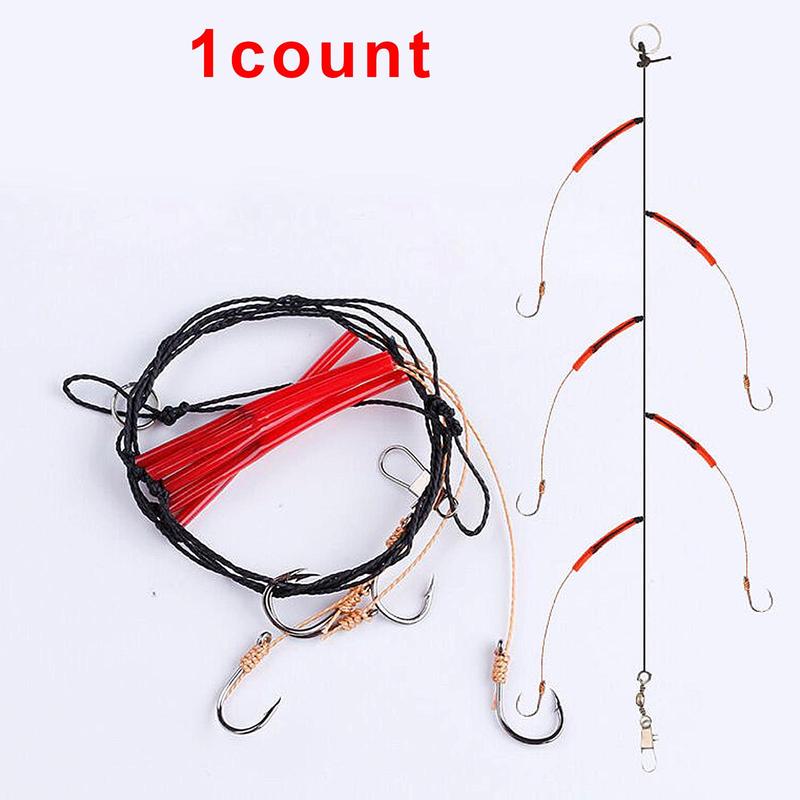 Random Color Anti-tangled Strong Fishing Hook Fishing Wire Set, Stainless Steel Leader Fishing Hook, Fishing String Rig with 5 Hooks, Anti Winding String Hook, Fishing Equipment, Fishing Gear, Christmas, Christmas Gift