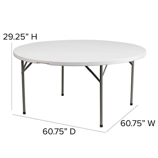 Events 5-Foot Round Plastic Folding Table - Lightweight Outdoor Picnic Table for Parties and Camping