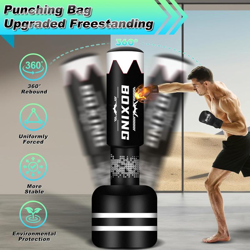 71'' Standing Punching Bag for Adults, Heavy Bag Boxing Bag with Stand Upgrated Raise Base Kicking Bag Muay Thai Bag for Training MMA Taekwondo Fitness YOO52H0425QJSD17