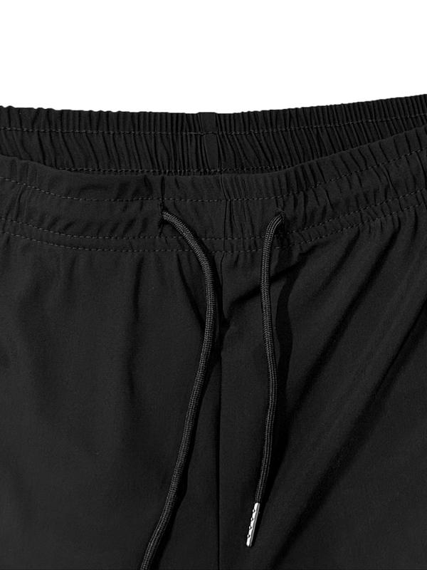 Men's Letter Print Drawstring Waist Shorts, 2 Counts Casual Elastic Waist Pocket Track Shorts for Summer, Breathable Men's Bottoms for Gym Workout Running