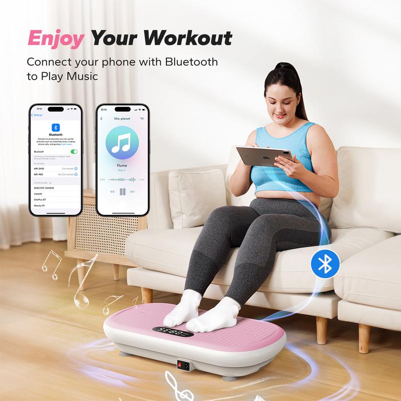 MERACH 440lbs Weight Capacity High Power Vibration Plate Bluetooth Remote Control Vibration Machine 4 Workout Modes  Exercise Machine